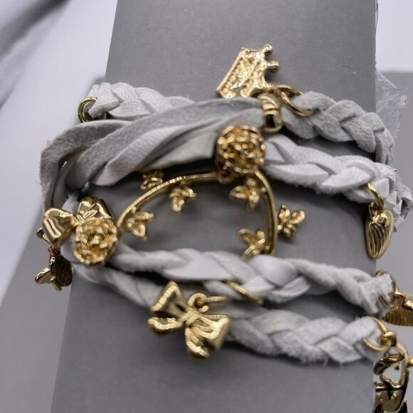 Kidada for Disney Couture Princess Charm Wrap Bracelet White Leather and Gold - Picture 4 of 5